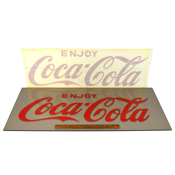 Vintage "ENJOY COCA-COLA" WINDOW DECAL New-Old-Stock RED VINYL STICKER 28x9 NOS!