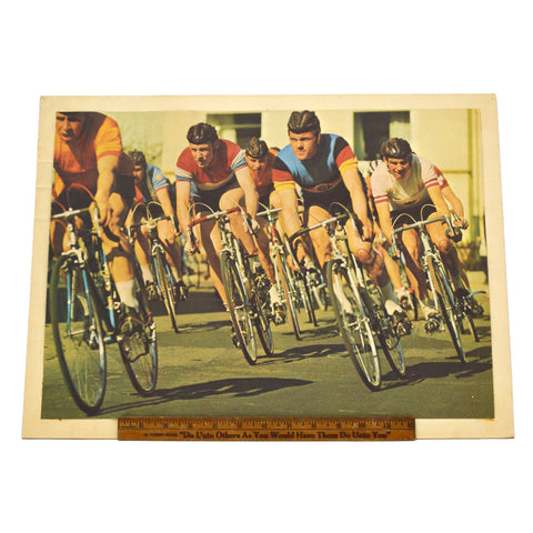 Vintage CYCLING EPHEMERA Poster GROUP OF c.1970's CYCLISTS 13x18.5 Bicycle Race