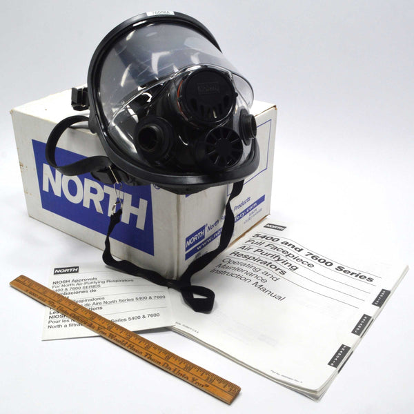 New (Open Box) NORTH "RESPIRATORY PROTECTION" Gas Mask #76008A (7600) Size: M/L