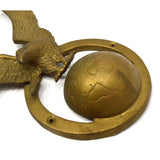 Vintage SOLID BRASS WALL PLAQUE 9" Art Deco EAGLE AND WORLD GLOBE Nautical Decor