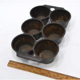 Antique CAST IRON MUFFIN PAN No. 18 "6141" by GRISWOLD ERIE PA. 6-Cup Cake RARE!