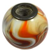 Vintage GLASS MARBLE GEAR SHIFT KNOB 1-7/8" Hot Rod CANE TOP Earthy ORANGE-BROWN