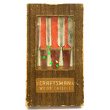 Vintage CRAFTSMAN WOOD CHISEL Set of 4 BEVELED EDGE CHISELS + Box 1/4 1/2 3/4 1