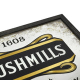 Vintage "1608 BUSHMILLS IRISH WHISKEY" MIRROR AD-SIGN Bar / Man-Cave WALL DECOR