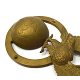 Vintage SOLID BRASS WALL PLAQUE 9" Art Deco EAGLE AND WORLD GLOBE Nautical Decor