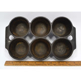 Antique CAST IRON MUFFIN PAN No. 18 "6141" by GRISWOLD ERIE PA. 6-Cup Cake RARE!