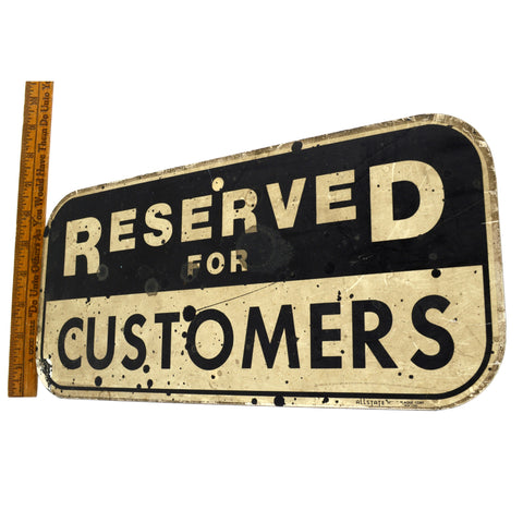 Vintage PARKING SIGN "RESERVED FOR CUSTOMERS" Rare! ALLSTATE SIGNAL PLAQUE CORP.