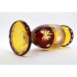 Vintage RUBY RED & YELLOW-AMBER GLASS/CRYSTAL Cut-to-Clear SILVER OVERLAY Etched