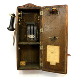 Antique WESTERN ELECTRIC OAK WALL PHONE No. 317-H Cathedral-Top KELLOGG c.1907