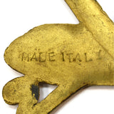 VTG/Antique BRASS EAGLE EMBLEM 5.5" Small Sign INSIGNIA LOGO PLAQUE Crown ITALY