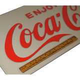 Vintage "ENJOY COCA-COLA" WINDOW DECAL New-Old-Stock RED VINYL STICKER 28x9 NOS!