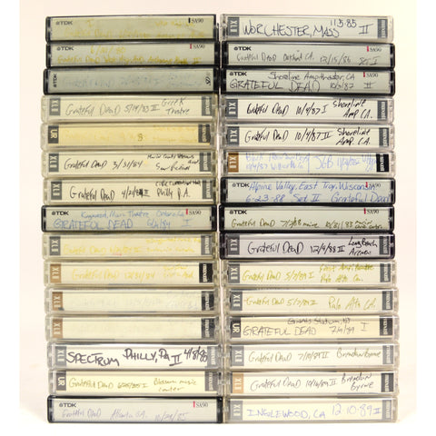 Vintage GRATEFUL DEAD CONCERT TAPES Lot of 30 Cassettes from 1980-89 LIVE SHOWS!