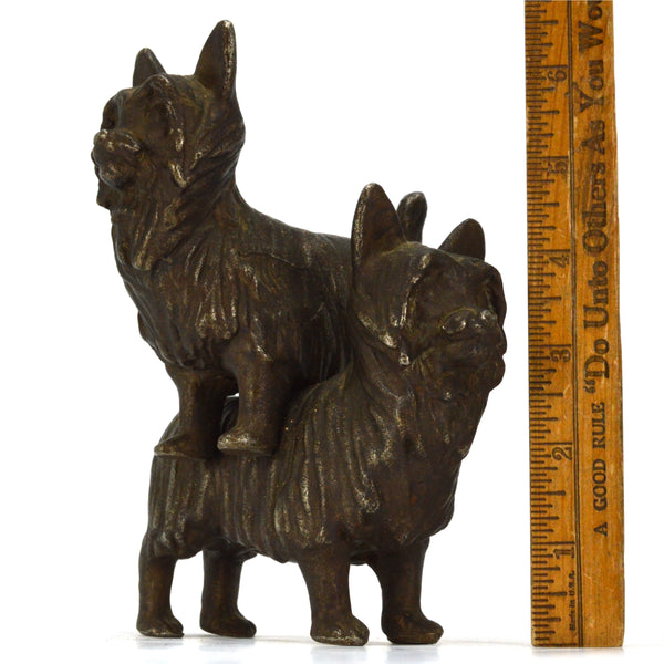 VTG/Antique CAST IRON BOOKENDS 4"x5", 6 lb Pair of Quality TERRIER DOGS Hubley?