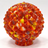 Vintage CZECH GLASS LAMP SHADE Multicolor Hobnail 6.5" END OF DAY GLOBE Art Deco
