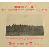 Antique MILITARY ANNIVERSARY DINNER INVITATION, 1900 Battery 'E' HEAVY ARTILLERY