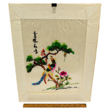 Vintage JAPANESE SILK EMBROIDERY NEEDLEPOINT Signed BIRDS Flowers TREE Colorful!