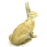 Antique HUBLEY CAST IRON RABBIT DOORSTOP Genuine LIFE-SIZE Old White Paint REAL!