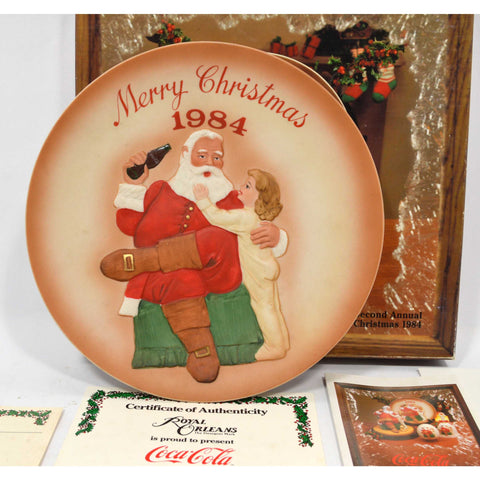 Excellent COCA COLA "MERRY CHRISTMAS 1984" PLATE Second Annual No. K21223 in Box