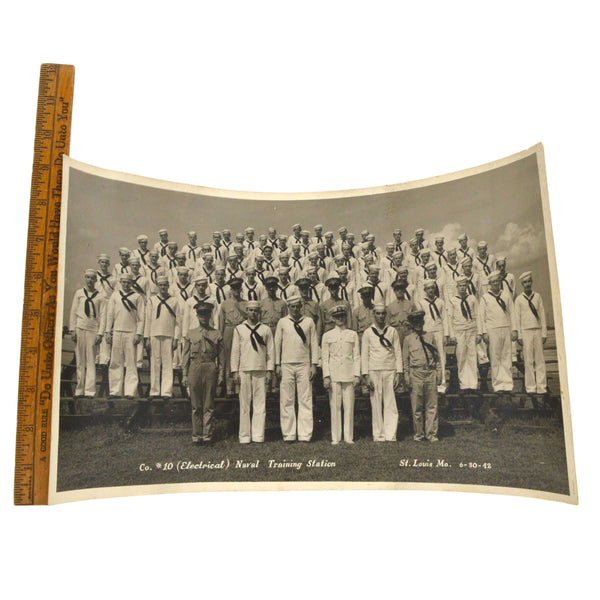 Vintage SIGNED 1942 PHOTOGRAPH PRINT "Co. #10 ELECTRICAL NAVAL TRAINING STATION"