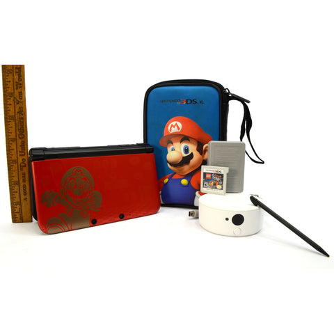 Briefly Used NINTENDO 3DS XL Limited Edition SUPER MARIO BROS 2 Red + NFC READER