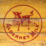 Vintage ALDERNEY MILK Wood & Steel DAIRY CRATE w/ BABY COW LOGO Newark, NJ Rare!