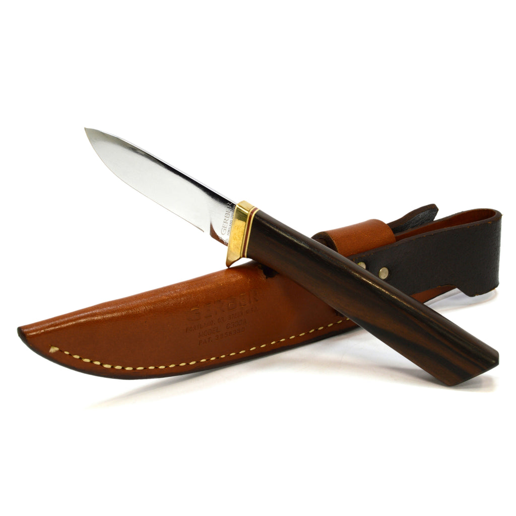 Vintage GERBER CUSTOM MODEL C300B KNIFE 3 Fixed Blade WOOD HANDLE O –  Get A Grip & More