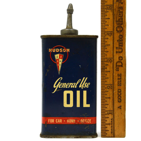 Vintage HUDSON MOTOR CAR CO "GENERAL USE OIL" TIN CAN 4 oz "FOR CAR-HOME-OFFICE"