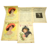 Antique "WOMAN'S WORLD" BACK-ISSUE MAGAZINE Lot; 9 Issues from 1913, w/ 7 COVERS