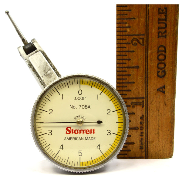 Early STARRETT DIAL TEST INDICATOR No. 708A Jeweled "AMERICAN MADE" .0001" Grads