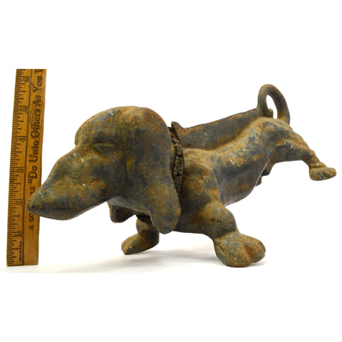 Vintage CAST IRON DACHSHUND BOOT SCRAPER 15" Doorstop SHOE SCRAPE Superb Patina!