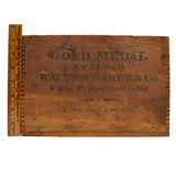 Vintage WOOD CRATE "PREMIUM CHOCOLATE" BOX by W. BAKER CO. Paris Expo GOLD MEDAL