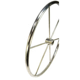 Vintage CHROME BOAT STEERING WHEEL 24" dia., 6-Spoke SHIP Yacht NAUTICAL DECOR +