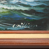 Vintage ORIGINAL ART Oil Painting on Canvas SIGNED "C. MILLION" Seascape CLIPPER