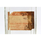 Vintage POISON BOTTLE 8" Clear HENRY K. WAMPOLE w/ LARISON PHARMACY Paper Label
