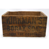 Antique WOOD CRATE "KIRKMAN'S BORAX SOAP" Large Wooden Box "SAVE THE COUPONS"