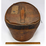 Antique LEATHER TOP HAT BOX by "YOUNG BROS." of NY w/ ORIGINAL MONEY ORDER TAGS