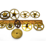 VTG/Antique CLOCK GEAR LOT OF 16 Brass Gears SALVAGED PARTS/PIECES Nice Variety!