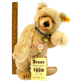 STEIFF "TEDDY BABY" BEAR Rare 1930 Replica #0176/29 w/ COLLAR & BELL 11" Blonde