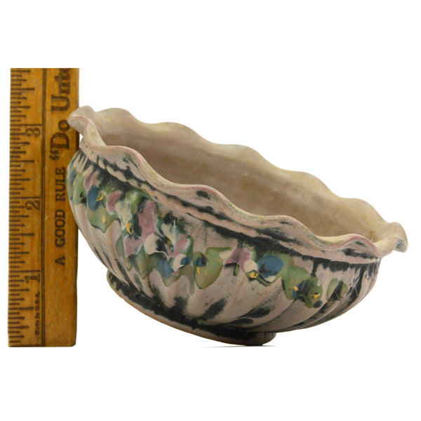 Antique WELLER POTTERY LOUELLA FINGER BOWL 4-1/2" Ruffle Lip MATTE GLAZED c.1915