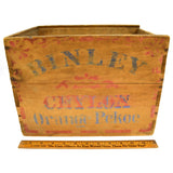 Vintage BINLEY WOODEN TEA CRATE Wood Box (NO Lid) ORANGE PEKOE Sri Lanka CEYLON