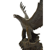 Vintage BRASS-BRONZE STATUE on Marble Base 'EAGLE CLUTCHING FISH' Signed "CHOPE"