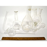 Mixed PYREX & KIMAX LAB GLASS Lot of 6 ROUND-BOTTOM FLASKS Pear 2-NECK Florence+