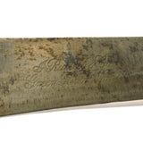 Antique J. RUSSELL "GREEN RIVER WORKS" KNIFE Script Logo PEWTER BOLSTERED HANDLE