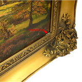 Original Art OIL ON CANVAS PAINTING Unknown Artist "JAADV.KREATEN"? Ornate Frame