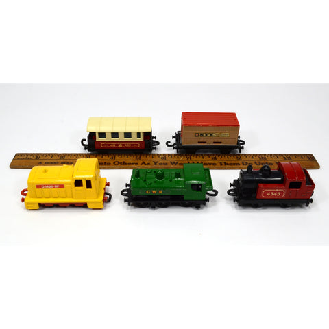 Vintage MATCHBOX DIECAST TRAINS Lot of 5; 3-LOCOMOTIVES + 2 Train Cars SHUNTER++