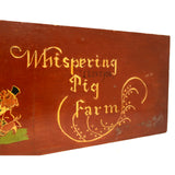 Vintage HOMEMADE FOLK ART SIGN 24"x10" Carved & Painted Wood WHISPERING PIG FARM