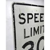 Vintage STEEL "SPEED LIMIT 30" STREET SIGN 24x30 Road/Traffic 'MPH' SIGNAGE Real