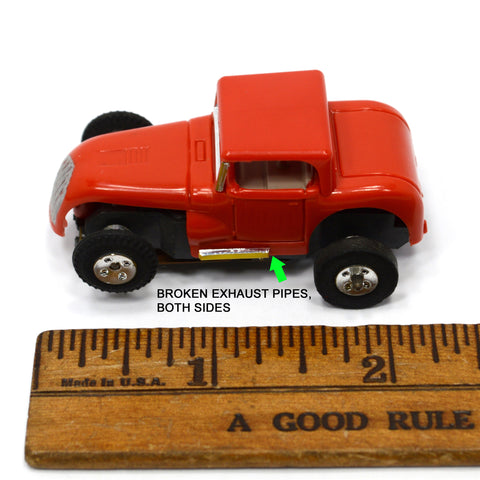Vintage AURORA T-JET SLOT CAR Red 1932 FORD DEUCE COUPE HOT ROD **Has Issues**