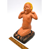 Vintage CAST IRON DOORSTOP Original Paint YAWNING BABY-KID by "M-L CORP" c.1931