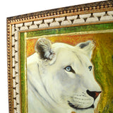 Original Print JUERGEN ALDAG Mixed Media Painting "SARMOTI" WHITE LION Very Rare
